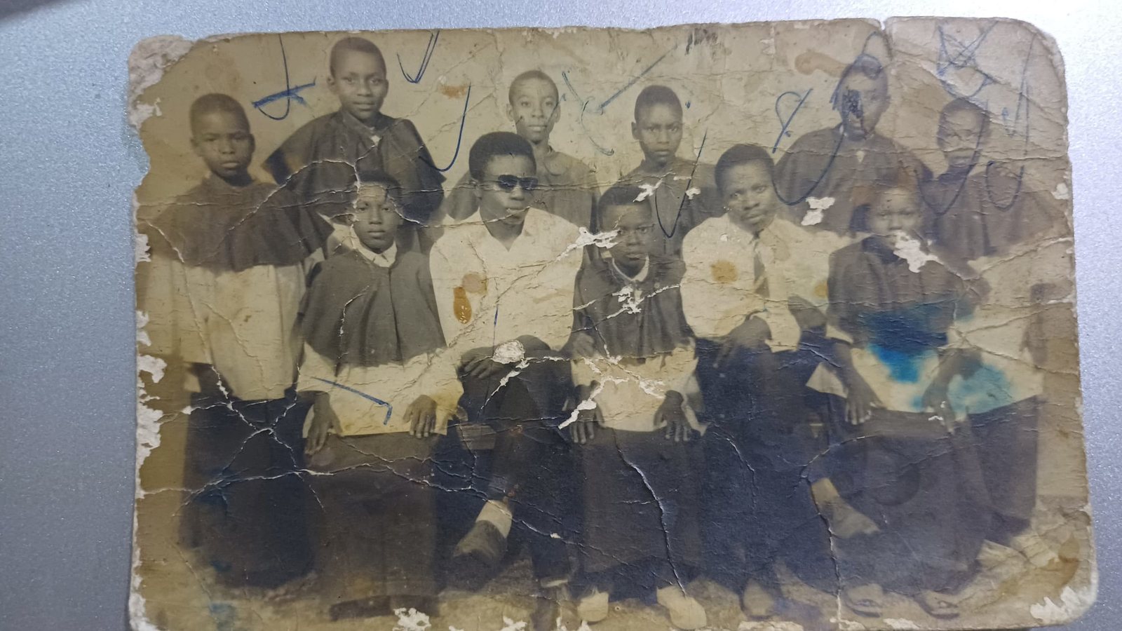 An old group photograph of young altar servers in cassocks and surplices, from Padre Mike’s archive