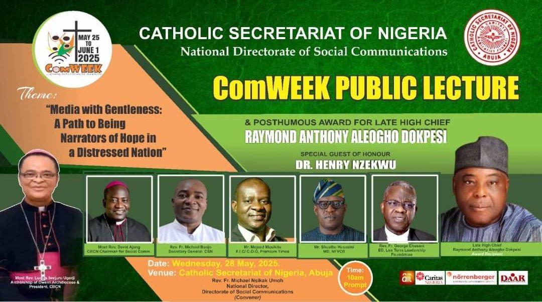 ComWEEK 2025 public lecture poster, Catholic Secretariat of Nigeria, 28 May 2025